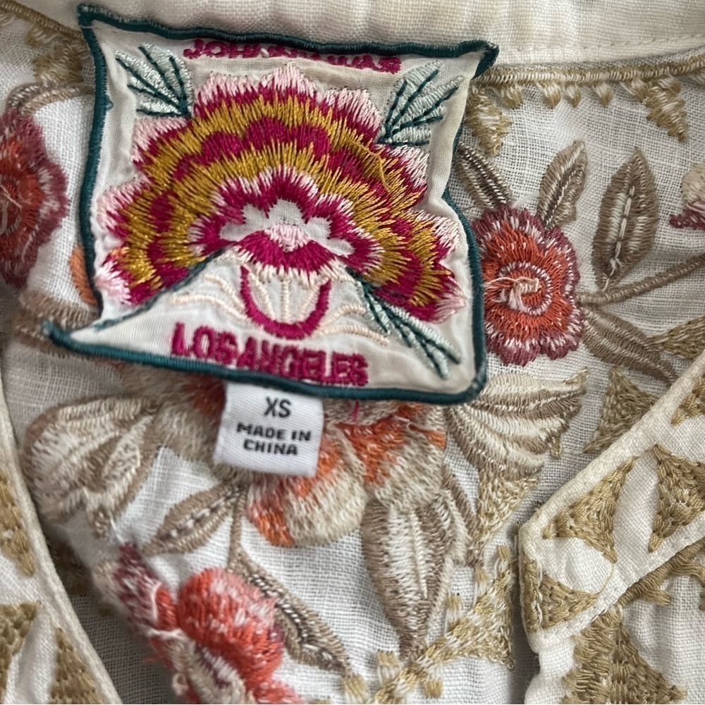 Johnny Was Linen Embroidered Floral Tunic Dress Boho Size XS - Picture 10 of 10